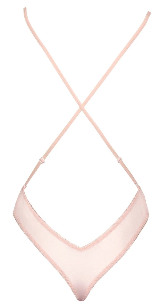 Extra tief dekolletierter Body von kissable aus feinem Powernet im Mix mit zarter Spitze.