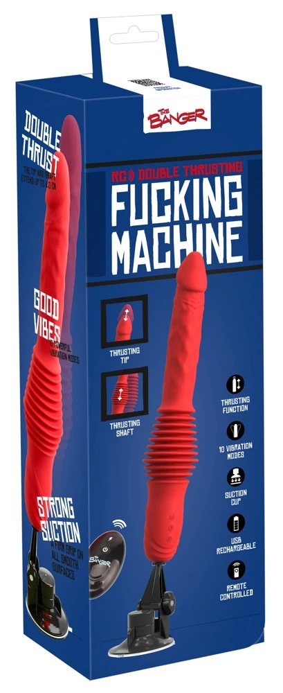 RC Double Thrusting Fucking Ma, Erotischer Stoßvibrator mit doppelter Stoßkraft, Power-Vibration, verstellbarem Saugfuß und Fernbedienung – The Banger
