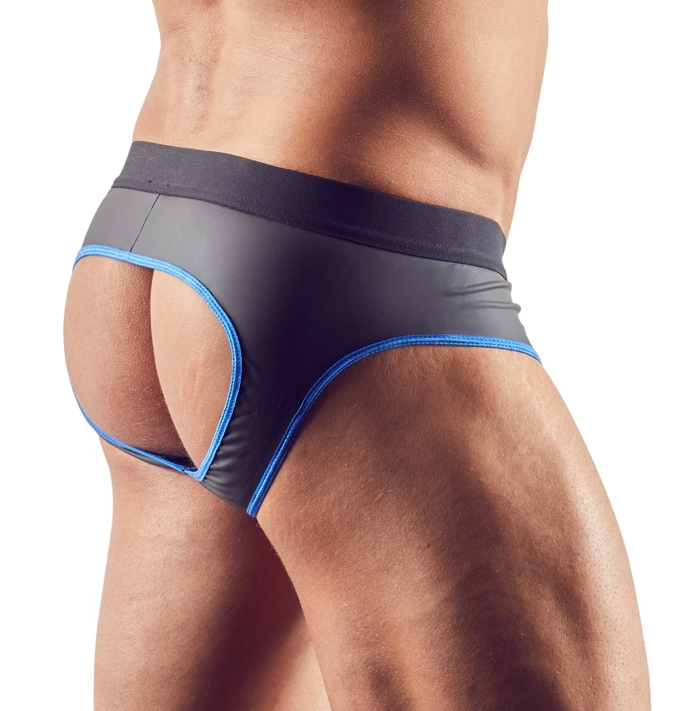 Matt glänzender und pofreier Jock in Neopren-Gummi-Optik.  Mit Front-Zip, der zum Zugreifen einlädt.