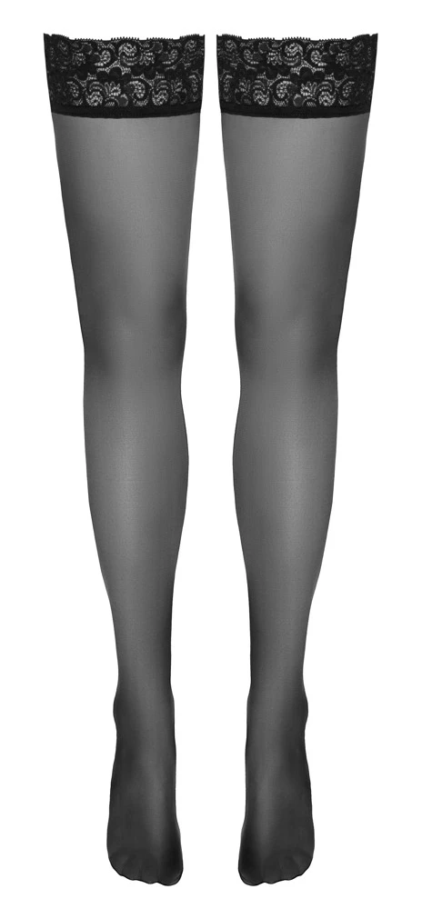 Cottelli Verführerische Eleganz: Halterlose Schwarze Strümpfe mit Spitzen-Abschluss