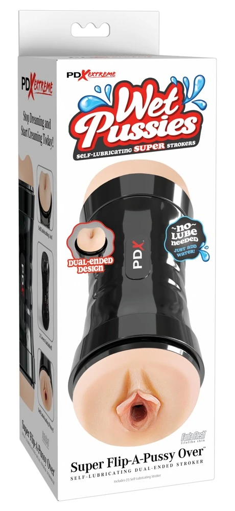 WetPussies-Super Flip-A-Pussy, Maximales Feuchtgefühl auf beiden Seiten, realistischer Handjob-Genuss mit Vagina und Anus ganz ohne Gleitmittel im handlichen Case!