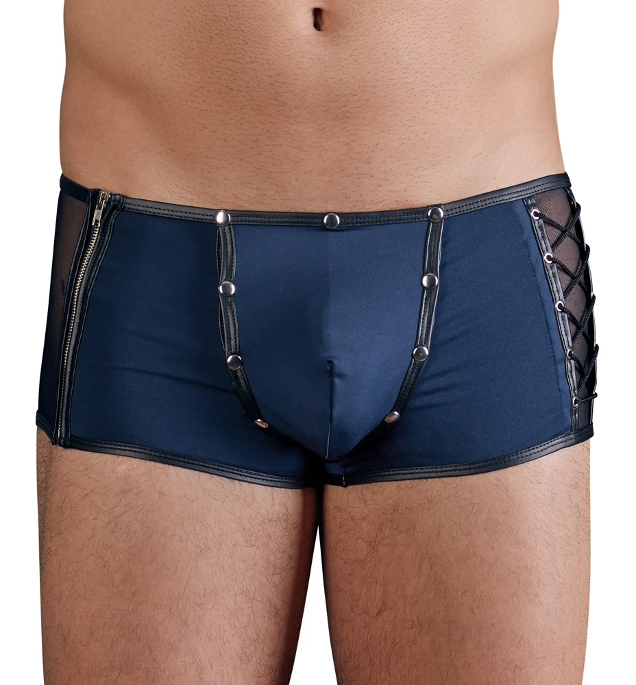 Edle Mikrofaser-Pants von NEK mit abgesetzten Kanten im Mattlook und abknöpfbarem Beutel.