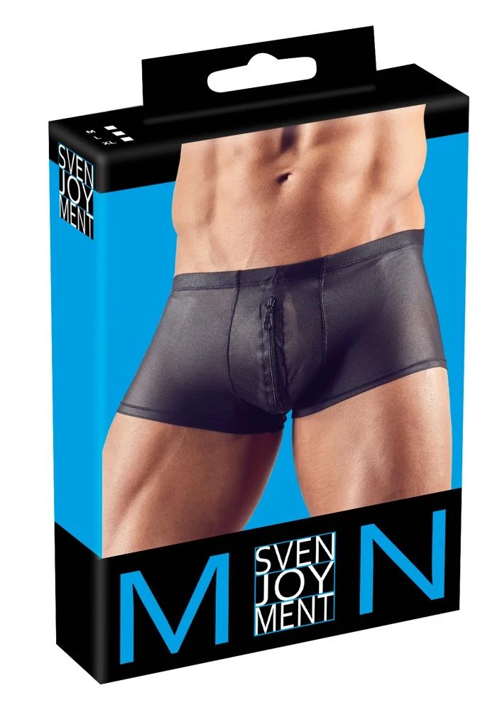 Klassische Pants von Svenjoyment mit unterlegtem Reißverschluss im Beutel. Leicht glänzend und im semitransparenten Look.