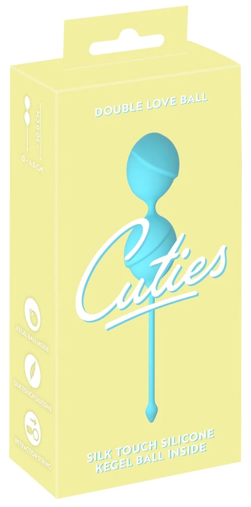 Cuties Love Balls Blue, Double Love Ball Liebeskugel-Duo für effektives Beckenboden-Training mit schwingenden Innenkugeln 91 g himmelblau Cuties