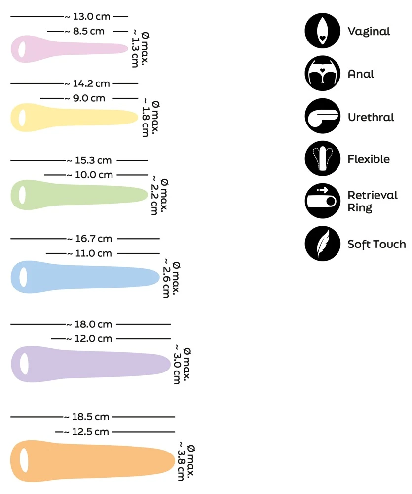 Six in a Row Training Set 2.0, ou2Toys Training Set Six in a Row 2.0 Silikon-Dildo-Set 6-teilig für sanftes Dehn- & Beckenbodentraining