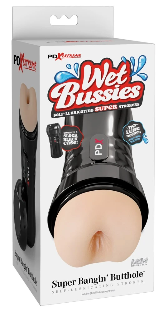 WetBussies-Super Banging Butth, Realistischer Anus-Masturbator mit Saugkontrolle, hautnahes Solo-Vergnügen ganz ohne Gleitmittel, einfach mit Wasser starten!