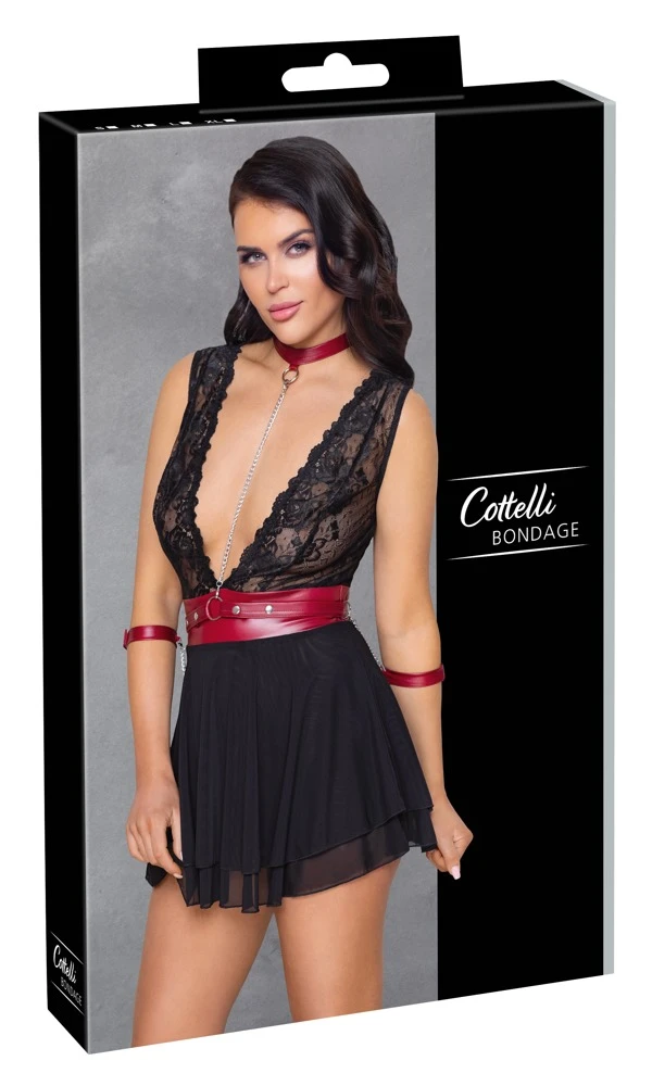 Cottelli Verführerisches Babydoll-Set: Sinnliche Spitze, Mattlook-Akzente und verstellbare Extras