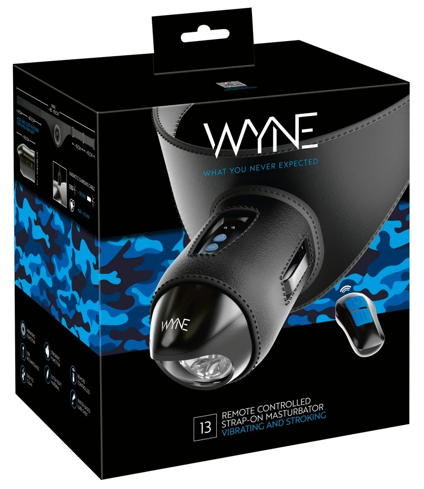 WYNE Strap-On Masturbator, WYNE Remote Controlled Strap-on Masturbator 13 – Aufreizender Umschnall-Masturbator mit Vibration, Stroking & Fernbedienung