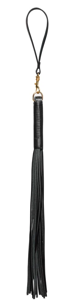 Handlicher Leder-Flogger von ZADO mit umwickeltem Griff und vielen weichen Lederriemen.