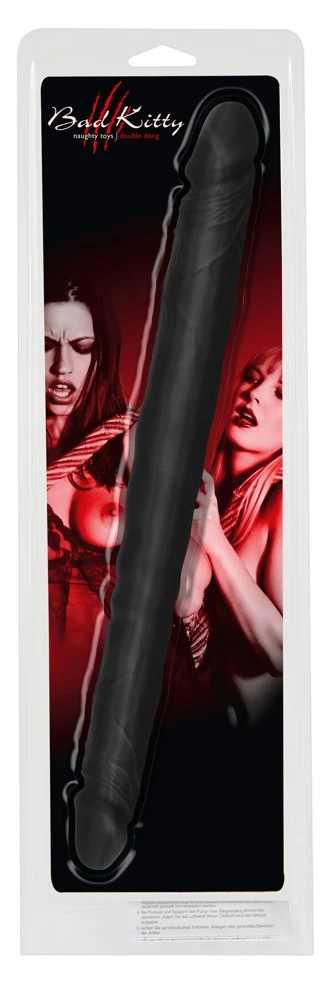 Bad Kitty Doppeldildo im Naturlook angenehm biegsam und bietet gleich 2 Eicheln mit unterschiedlichem Durchmesser.
