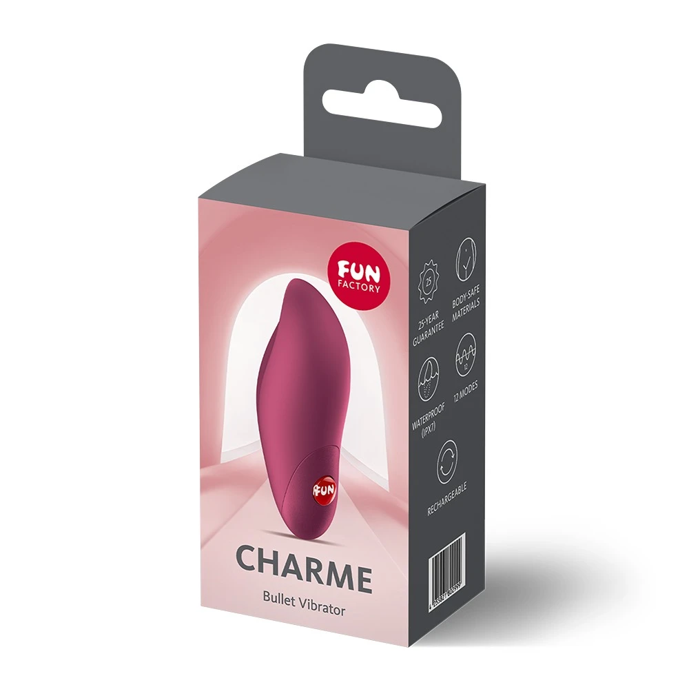 Charme Wine Red, Auflegevibrator CHARME Fun Factory 12 Modi Silikon breit & präzise Klitoris kompakt stark wiederaufladbar