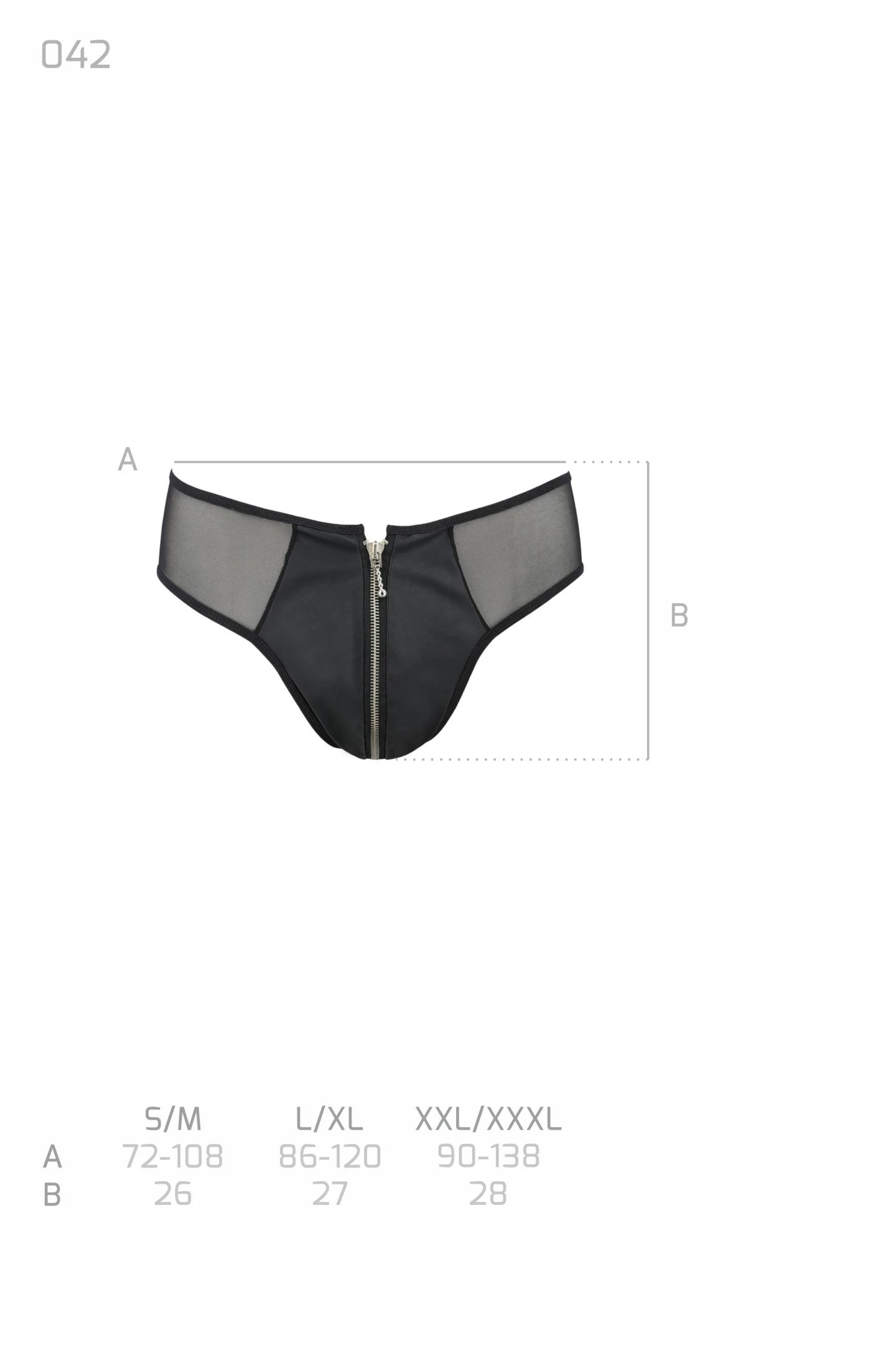 Kunstleder schwarzer Herren Slip mit Zip und Netz von Passion Menswear 042