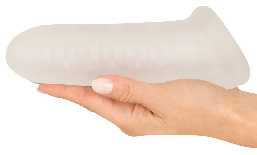 Thickening Sleeve with Ball Ring transparente Penissleeve mit Hodenring für spürbare Verdickung und Verlängerung, strukturierte Innenrillen, sicherer Halt und weiches TPE-Material