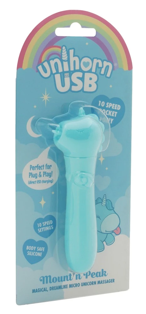 Unihorn USB Mount'n Peak, Unihorn Minivibrator USB Mount'n Peak – süßes Einhorn-Toy mit 10 intensiven Vibrationsmodi, kraftvoller USB-Power, handlich, soft und ideal für heiße Solo- oder Paarmomente