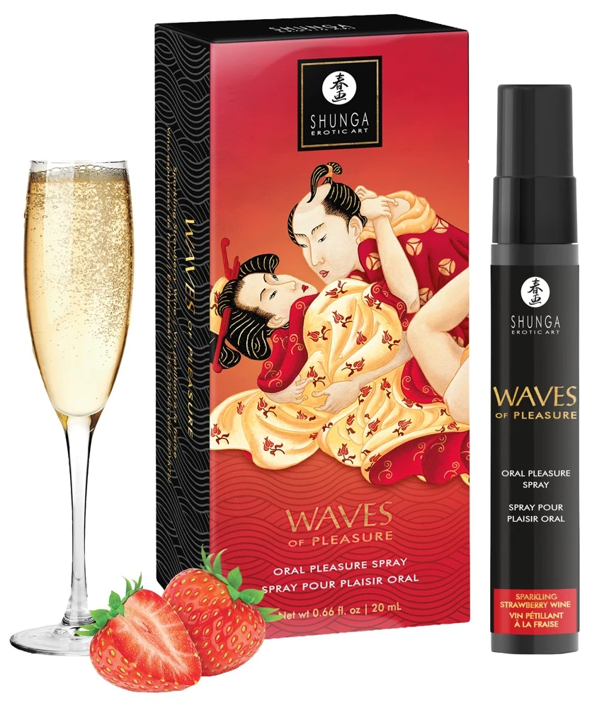 WoP Strawberry Wine 20 ml, Waves of Pleasure Strawberry Wine Mundspray – sexy fruchtiger Kick für heißes orales Verwöhnen mit prickelndem Erdbeersekt-Aroma