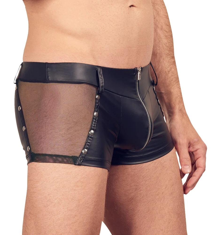 Betonende Pants von Svenjoyment im trendigen Mattlook, jeweils seitlich mit transparentem Netz-Einsatz und Nieten-Verzierung.