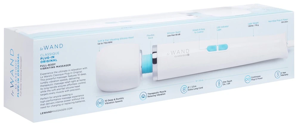 Classique Plug-In Wand Massage, Luxus-Massagestab le WAND mit 8800 RPM Power, 10 Modi, Kabelbetrieb, extra langes Kabel, ikonische Dauer-Vibes