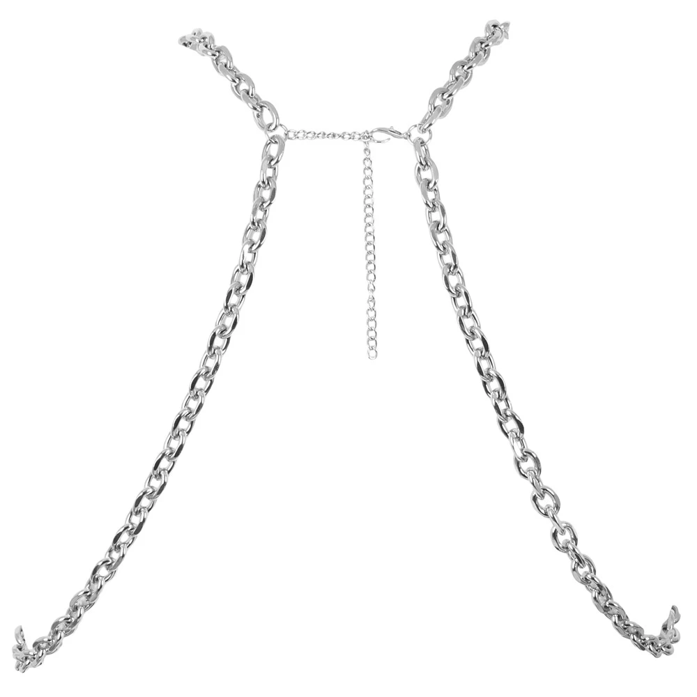 Svenjoyment Ketten-Brustharness aus Metall – Aufreizender Körperschmuck mit abnehmbarem D-Ring, verstellbar für markante Club-Looks