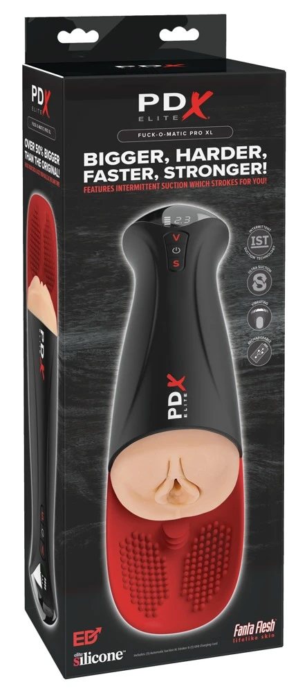 PDXE Fuck-O-Matic Pro XL Light, Intensive Penis- und Hodenmassage mit 5-fach Saug- und Vibrationspower, der Fuck-O-Matic Pro XL bringt Dich an Deine Grenzen!