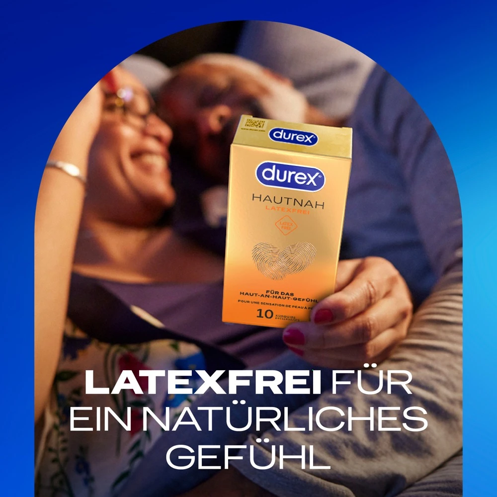 Durex Hautnah Latexfrei 10er, Hautnah verbunden, latexfreie transparente Kondome von Durex aus Polyisopren für ein natürlich intensives Liebesgefühl