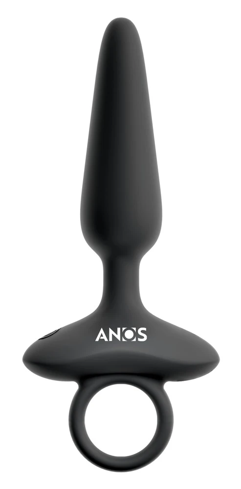 ANOS Flexible Butt Plug Vibrat, Flexibler Vibro-Analplug mit 10 Vibrationsmodi seidig softes Silikon analsicherer Stopper Haltering Einsteiger Butt Plug
