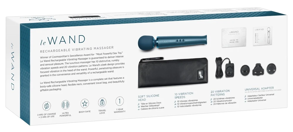 Le Wand Massagestab inkl. Strukturaufsatz 20 Vibrationsmodi in 10 Intensitäten