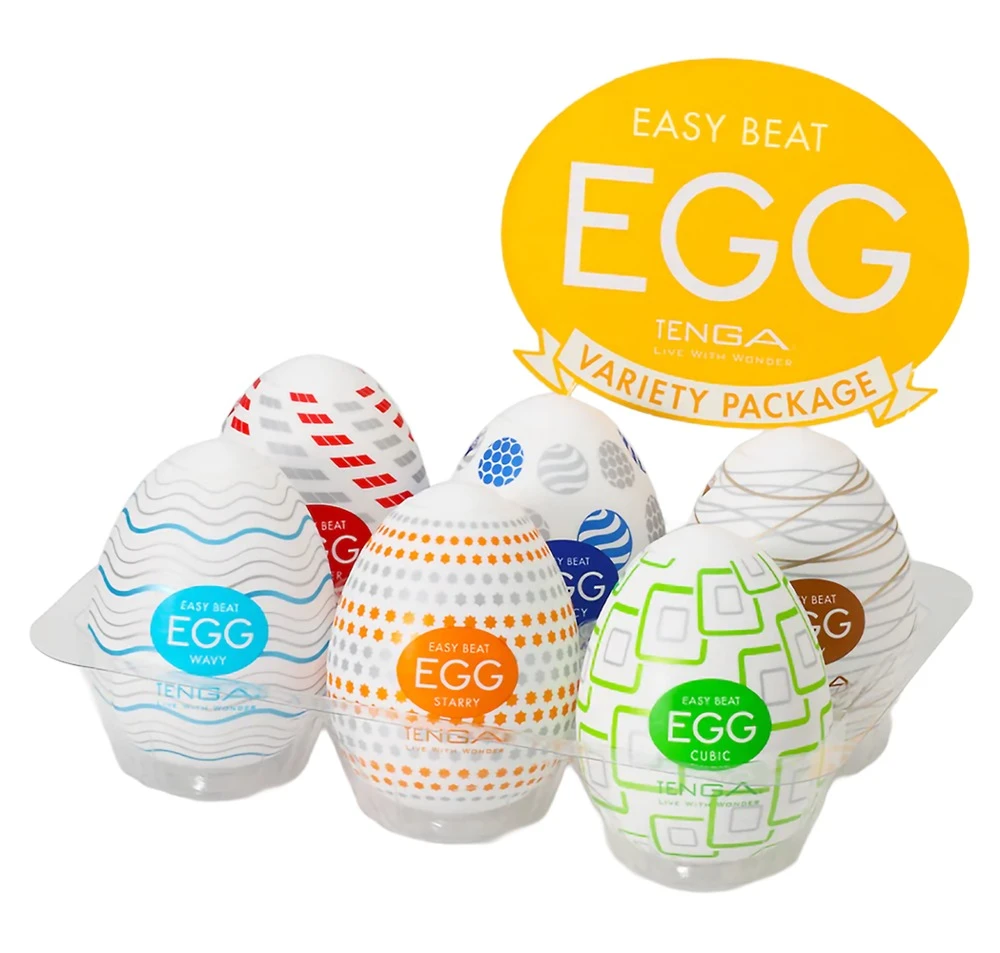 Tenga Egg Variety 6er Standard, Sexy Masturbator Eggs Set – 6 aufregende Einmal-Sleeves mit intensiven Reizstrukturen und Gleitgel aus der Standard-Serie
