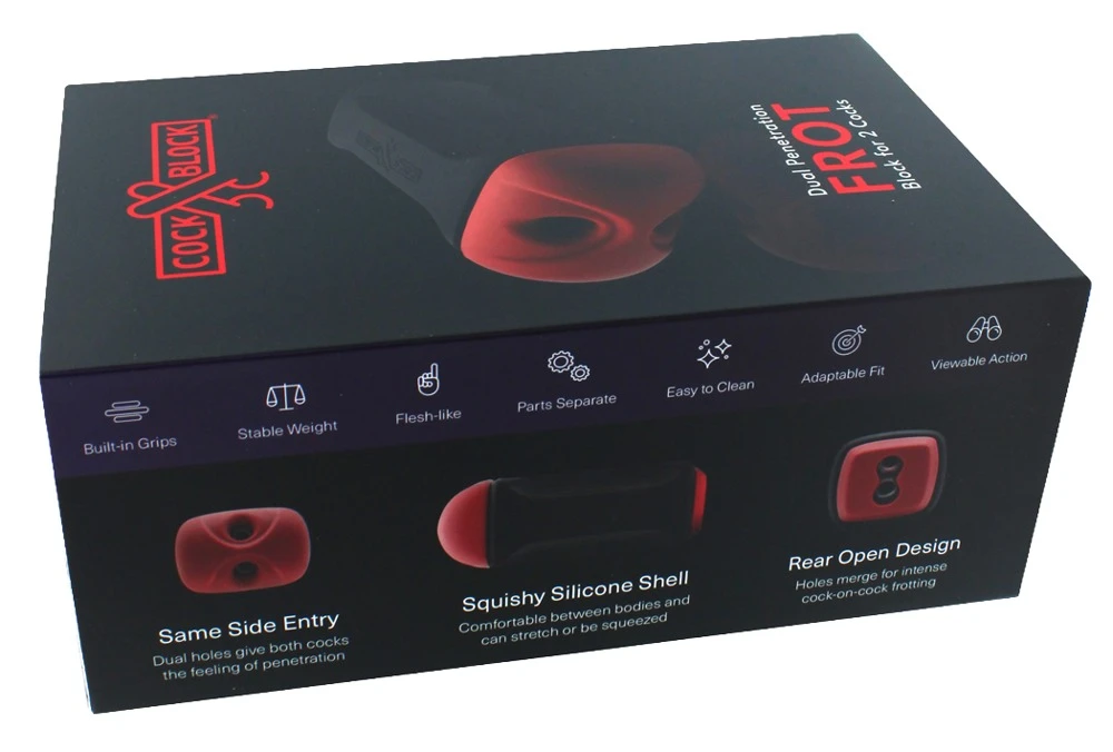 CockBlock FROT Massager, Masturbator für 2 Penis-an-Penis doppelte Lust Real Feel TPE Silikon anpassbar Face-to-Face Spaß