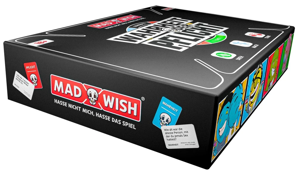 MadWish Pro Party Game, MadWish Pro Party Game – das freche 3in1-Brettspiel mit Flaschendrehen, Wahrheit oder Pflicht und Trink-Challenges für wilde Abende