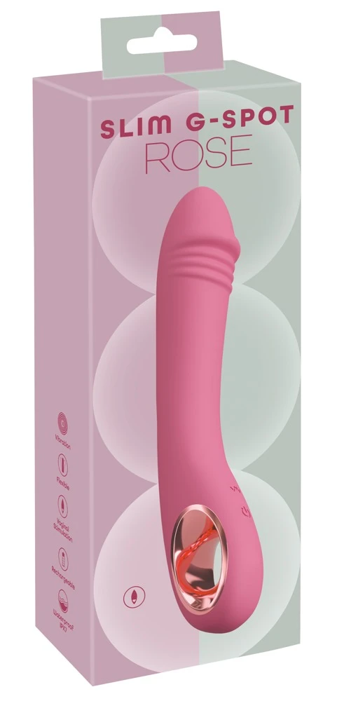 Slim G-Spot Rose, Eleganz trifft Lust: G-Punkt-Vibrator Slim G-Spot Rose mit 10 Vibrationsmodi, wasserdicht und aus weichem Silikon
