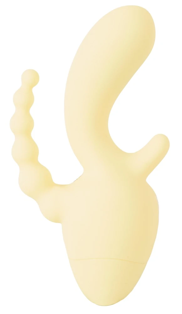 Cuties Mini Triple Vibr. Yello, Triple Mini Vibrator mit 10 Vibrationsmodi für Vagina, Klitoris & Anus, Soft Touch Silikon, vielseitige Reizwäsche-Extras Cuties