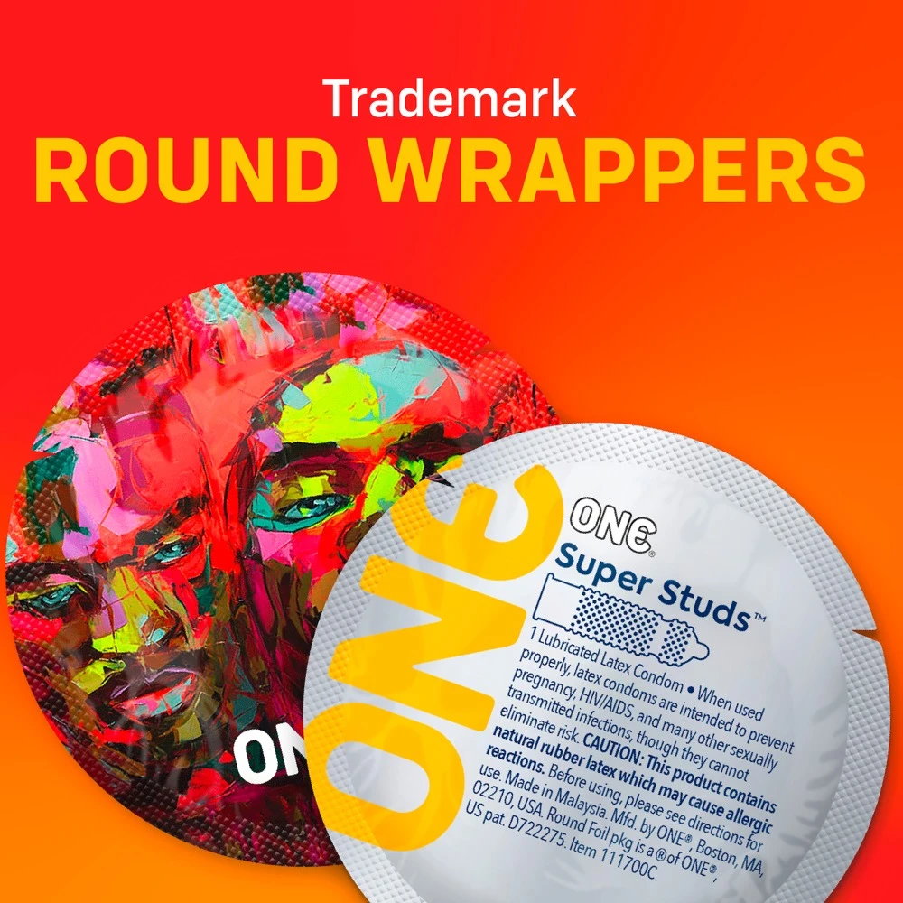 ONE Super Studs 12er, ONE Super Studs transparente Kondome mit extragroßen Noppen aus ultraweichem Sensatex-Latex für intensive Stimulation, maximalen Genuss und natürliches Gefühl beim Liebesspiel