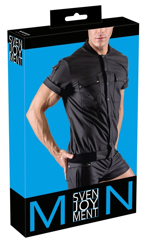 Herren Blouson, locker geschnittenes Hemdshirt, Kurzarm, Taschen mit Druckknopfklappe