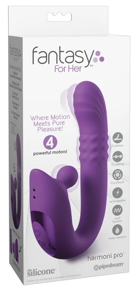 FFH Harmoni Pro Purple, Fantasy For Her Harmoni Pro Rabbitvibrator 4 Motoren Rotationsstimulator G-Punkt Klitorisstimulator Massageperlen Vibrator Silikon USB wiederaufladbar