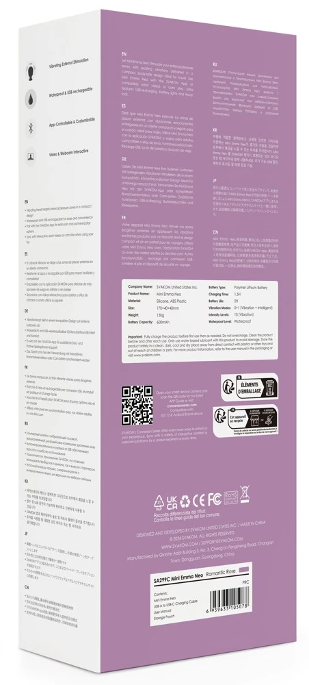 Mini Emma Neo, Mini Emma Neo Massagestab von SVAKOM Kompakte, wasserdichte Vibrationsmassage mit 6 Modi, Wärmefunktion und Memory
