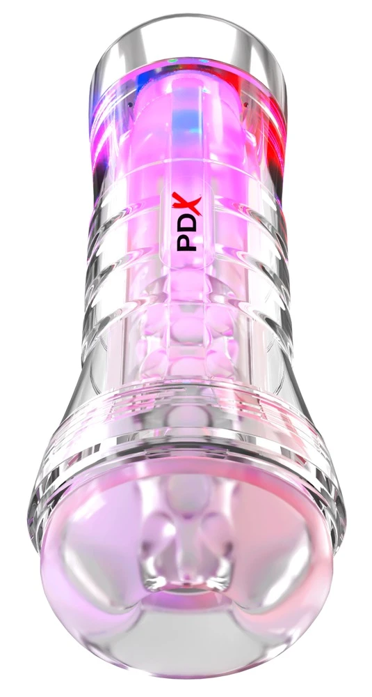 PDXE ViewTube XXL See-Thru Cle, PDX Elite ViewTube XXL See-Thru LED Stroker Clear transparenter Masturbator mit Saugkontrolle, LED-Lightshow und AirLock Cap für intensive Handjob-Action