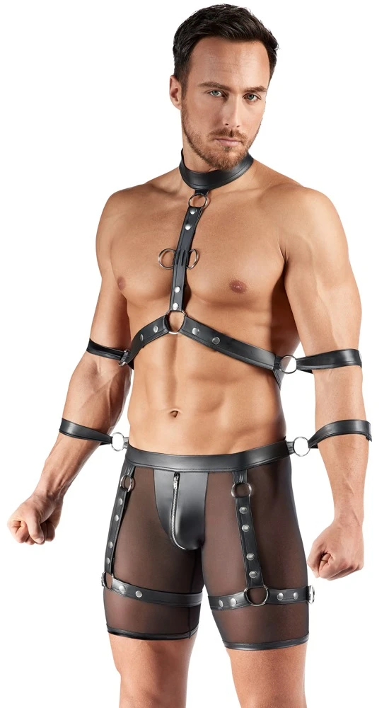 Herren Harness und Pants, Bondage-Set von Svenjoyment: Harness-Pants, Brust-Harness & Fesseln für sinnliche Erlebnisse