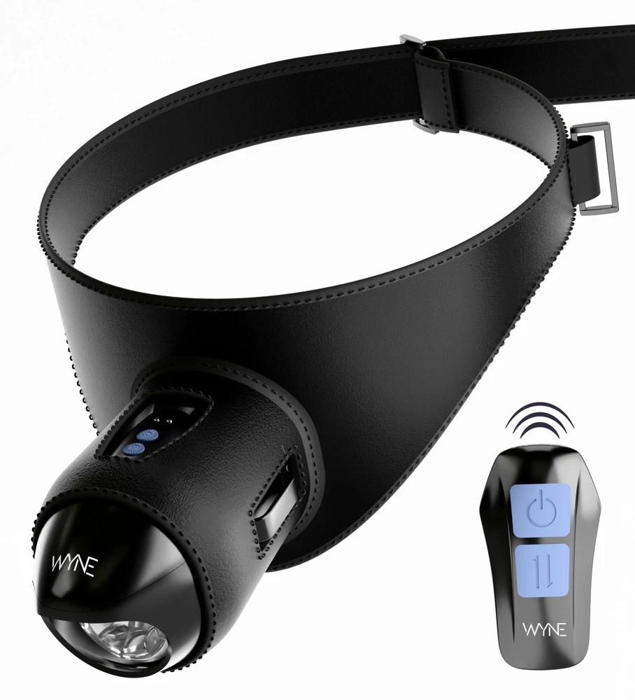 WYNE Strap-On Masturbator, WYNE Remote Controlled Strap-on Masturbator 13 – Aufreizender Umschnall-Masturbator mit Vibration, Stroking & Fernbedienung