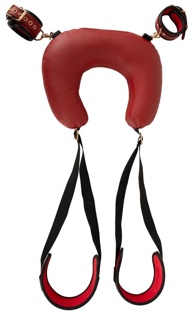 Bad Kitty Thigh Restraint Neck, Sexy Kombifessel Deluxe mit Nackenrolle & Handfesseln, weich gepolstert, verstellbar für intensive Fesselspiele mit Komfort