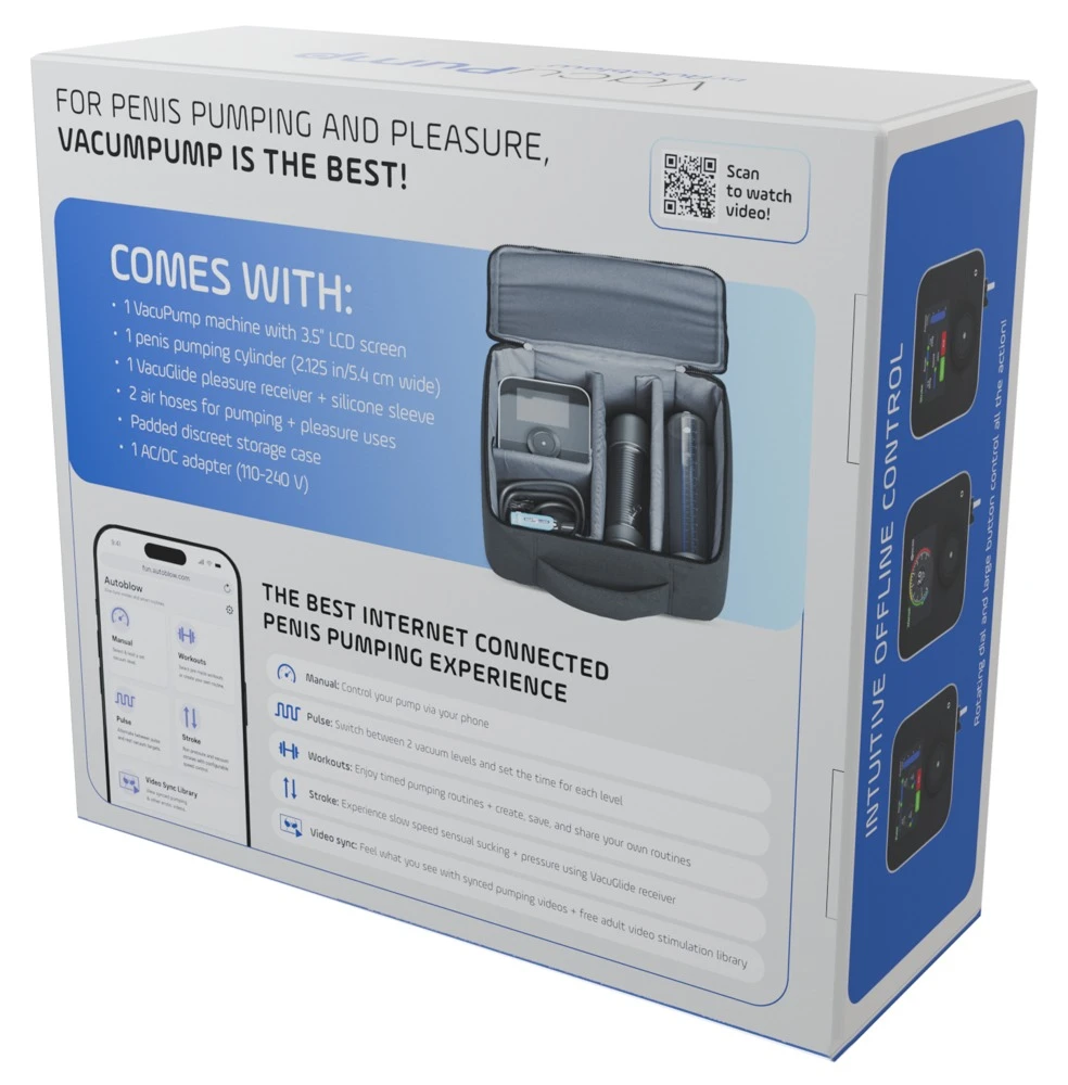 Vacupump (by Autoblow), Elektronische Penispumpe VacuPump von Autoblow – 4 Funktionen mit Pumpen, Pulsprogrammen und Stroking inklusive VacuGlide-Aufsatz