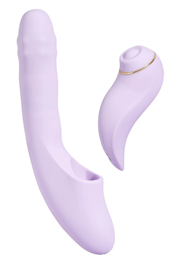 DuoGlow Pastel Lilac, DuoGlow 2-in-1 Toy mit stoßendem Perlenvibrator und pulsierendem Stimulator, einzeln oder kombiniert nutzbar, flüsterleise Power direkt oder bequem per App steuerbar