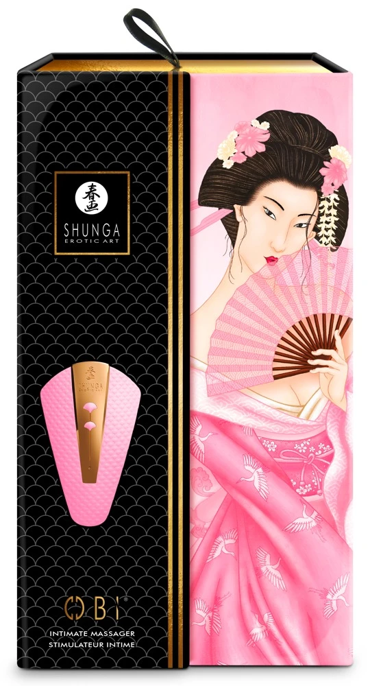 Luxuriöser Auflegevibrator Obi von Shunga im durchdachten eleganten Design mit flexibler Spitze.
