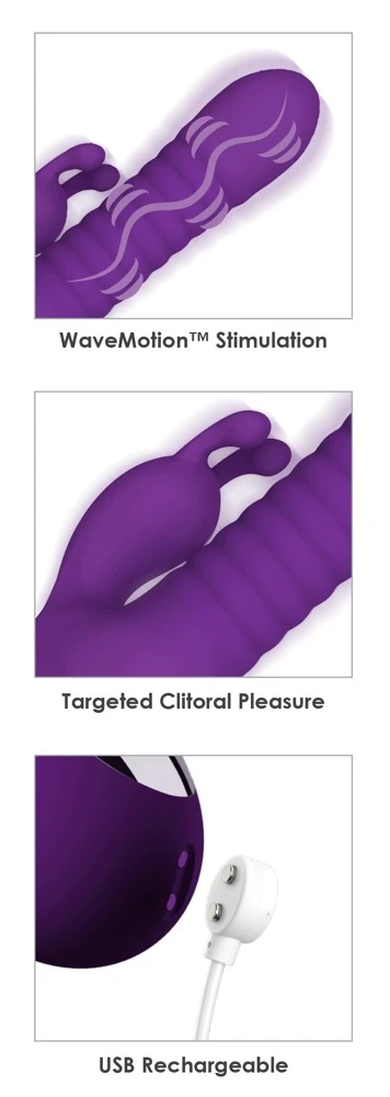 FFH Fantasy Wave Purple, Rabbitvibrator Fantasy Wave von Fantasy For Her – geriffelt mit 3 starken Motoren, WaveMotion-Technologie und pulsierender Wellenmassage