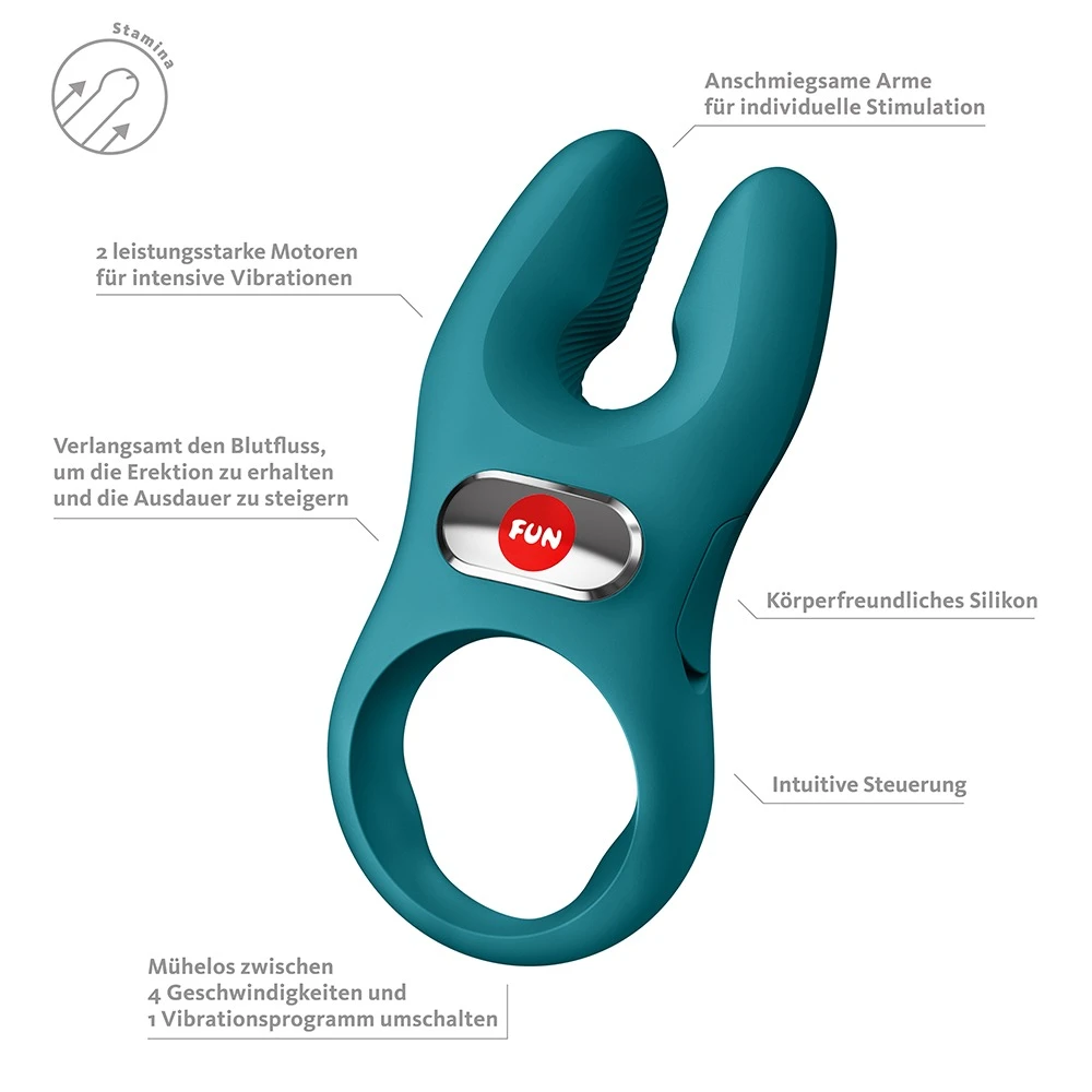 Nos Pro Vibro-Penisring mit 2 Motoren, extra langen Klitoris-Stimulatoren und 7 Modi für intensive Paarmomente