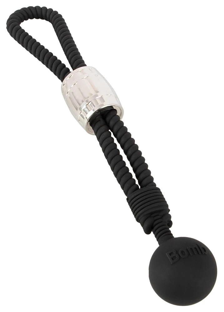 Rebel Heavy Rope Cock w Ball, Robuste Penis-/Hodenschlaufe im Seil-Design mit edlem Metall-Schiebegewicht und schwingendem Kugelgewicht für intensiven Genuss