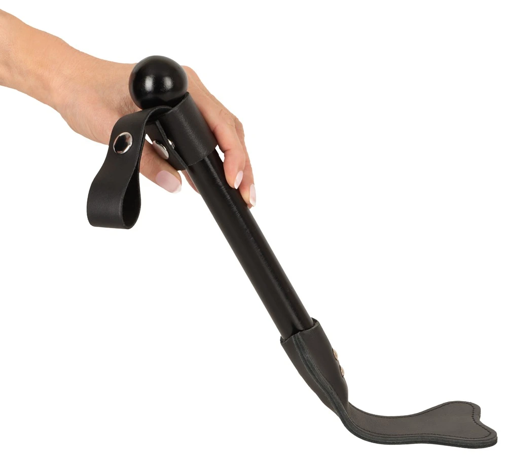 Le Paddel Hundeknochen, Leder Spanking Paddel Knochen-Design mit Holzgriff robust doppellagig vernietet abnehmbare Lederschlaufe BDSM ZADO