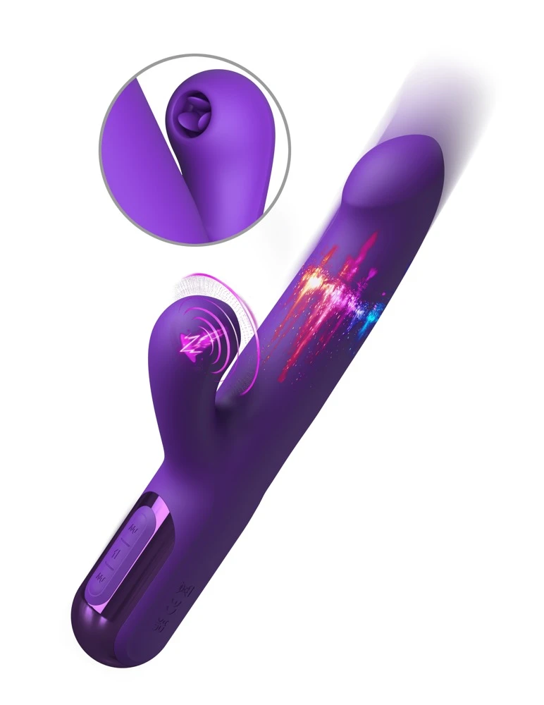 FFH Super SoniX Thruster Purpl, Rabbitvibrator mit Stoß-Funktion, Vibro-Zungen für Klitoris, 3 Motoren, 700 Stöße/Min, 7 Modi, Silikon, Tastensperre