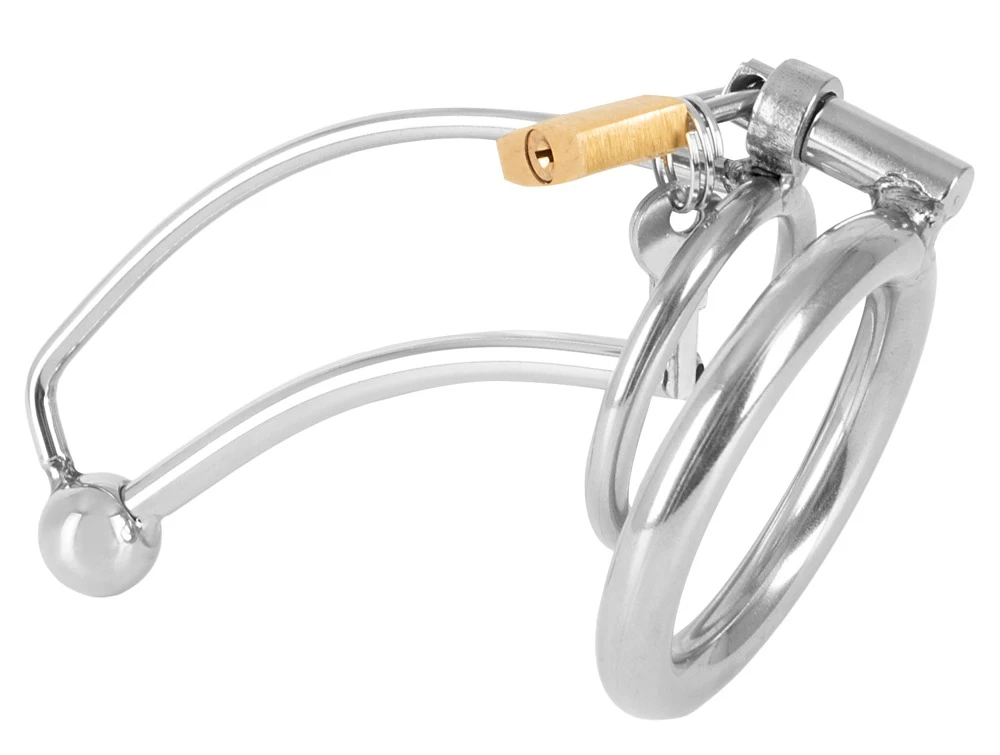 fetish collection Cock Cage Di, Peniskäfig mit hohlem Dilator von fetish collection – Edelstahl-Keuschheitskäfig mit Hodenring, Schloss und 3 Schlüsseln für Kenner