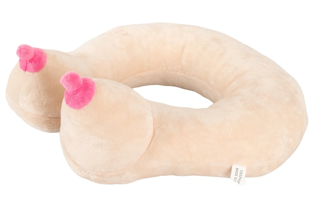 Nackenkissen Busen, Nackenkissen mit Brüsten aus streichelweichem Samtplüsch – angenehm fest, optimal gerundet und ein frecher Blickfang überall