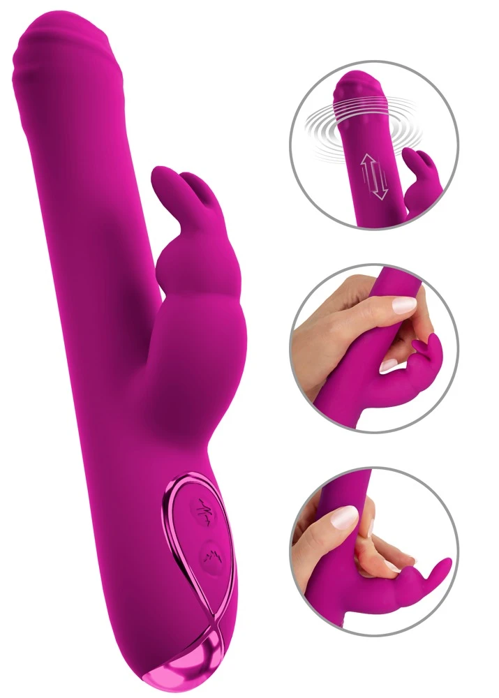 Smile Rabbit Vibrator Rotating, Rabbitvibrator mit Rotation & Stoßfunktion Triple-Stimulation für Vagina & Klitoris 9 Modi sexy Reizwäsche Sweet Smile